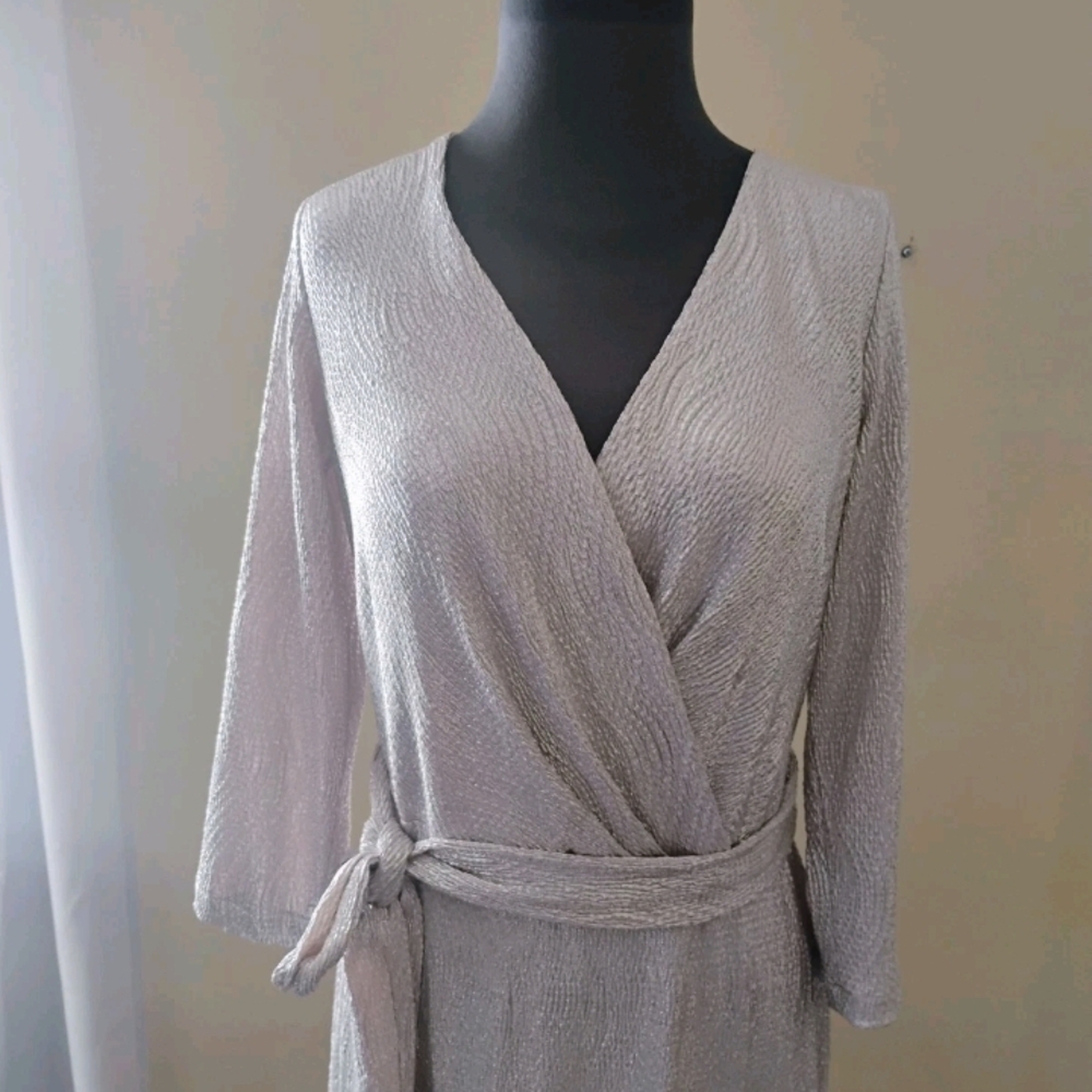 Dessy Collection Shimmering Silver Dress